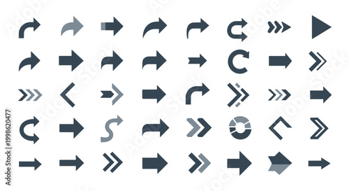 Collection of various black arrow icons in different styles