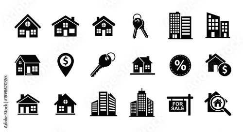 Collection of real estate and property icons set