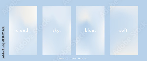 Aesthetic pastel mesh gradient background inspired by sky and clouds with soft light diffusion. Airy minimal texture for lifestyle content, covers, posters, modern visual identity. Vector illustration