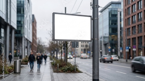 Blank street billboard mockup in modern urban city environment for advertising