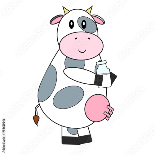 Vaca Geometrica de lado com formas basicas e cores basicas - Geometric cow print from the side, featuring basic shapes and colors.