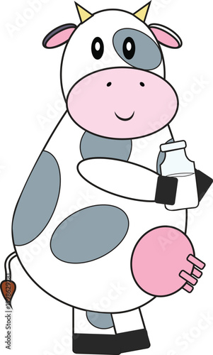 Vaca Geometrica de lado com formas basicas e cores basicas - Geometric cow print from the side, featuring basic shapes and colors