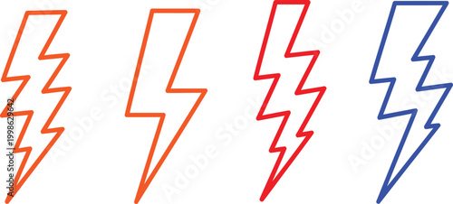 Four color lightning shapes Vector