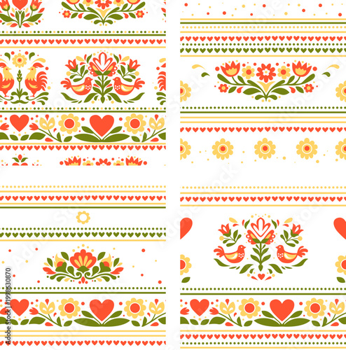 Photography A hand-drawn set of four seamless vector images