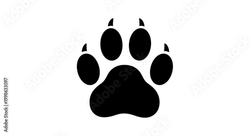 Black dog paw print icon, animal footprint symbol, pet footprint logo, vector illustration