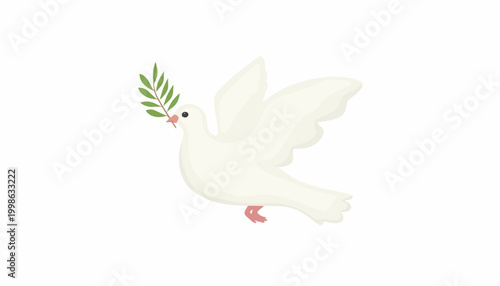 White dove, peace symbol, olive branch, vector illustration, animal icons