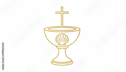 Golden Chalice, Christian Symbol, Cross, Eucharist Bowl, Communion Icon, Minimalist Design