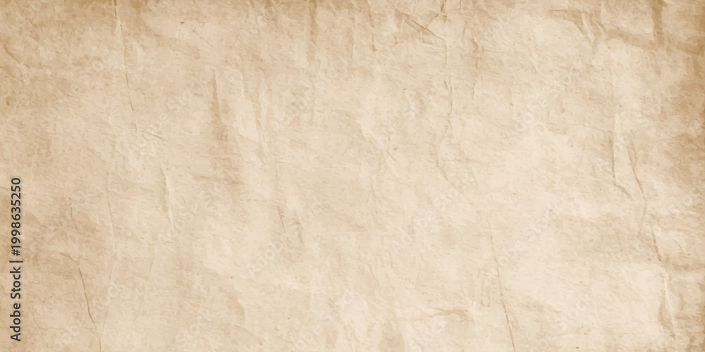 Obraz premium Horizontal vintage parchment texture background with crinkled paper details, antique sepia stains, and empty copy space.