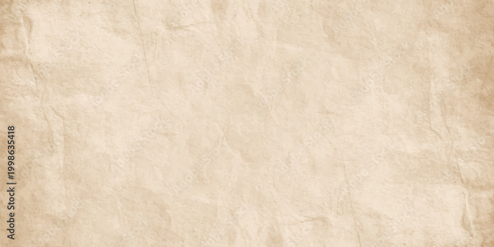 Fototapeta premium Horizontal vintage parchment texture background with crinkled paper details, antique sepia stains, and empty copy space.