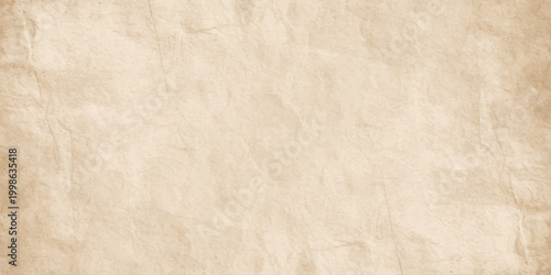 Horizontal vintage parchment texture background with crinkled paper details, antique sepia stains, and empty copy space.