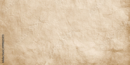Horizontal vintage parchment texture background with crinkled paper details, antique sepia stains, and empty copy space.