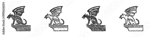 Schilderij op canvas Sketch gargoyle icon design set