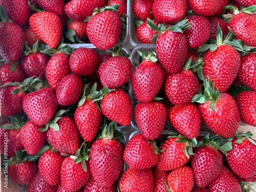 Fresh ripe strawberries in close-up macro composition