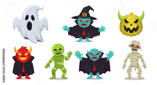 Colorful Halloween monster toys on display.
