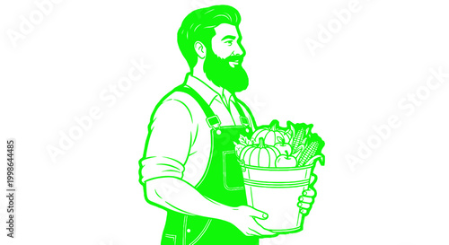 Man holding a potted plant.