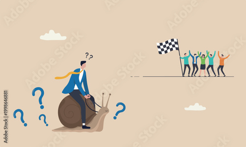 Slow,meeting idiot leader riding slow snail never reach goal, losing competition