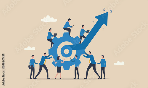 Work, in,boulder teams together mountain peak together job position, anticipation to be promoted, mistake or problem concept, frustrated businessman trying to put