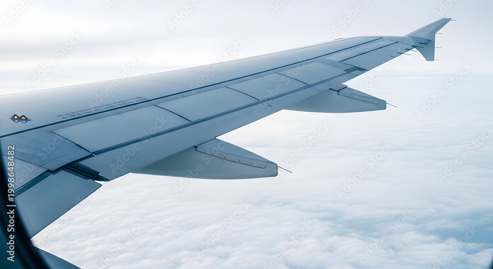Obraz premium Airplane wing isolated on transparent background a view from the window