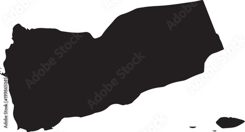 Black silhouette map of yemen isolated on transparent background, Vector, illustration