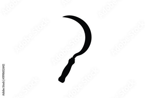 Foto A stark black silhouette of a traditional farming scythe isolated silhouette