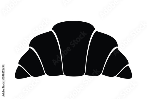 A simple black silhouette of a flaky golden brown croissant silhouette