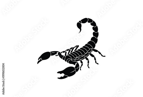 Fotografia Detailed black scorpion illustration with a curved tail and distinctive silhouet