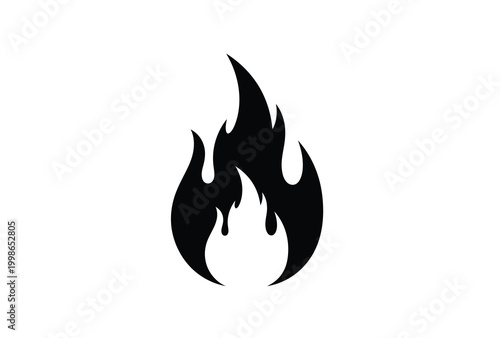 Dramatic black flame shape against a white background a striking silhouette