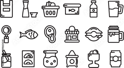 sushi magnifyingglass web element graphic vector can jam package