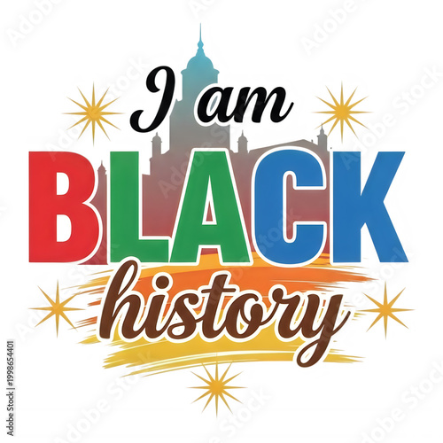 I am Black History slogan design isolated on transparent background