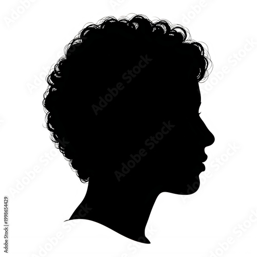 Silhouette of a human head profile isolated on transparent background