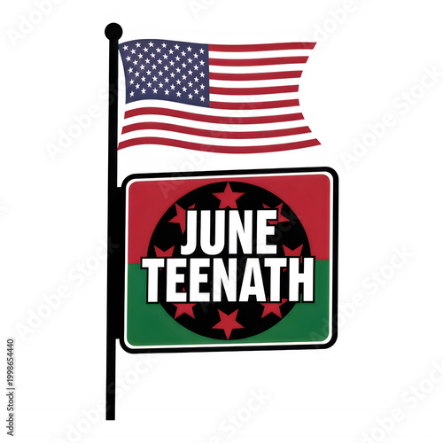 June Teenath Flag with American Flag Design isolated on transparent background