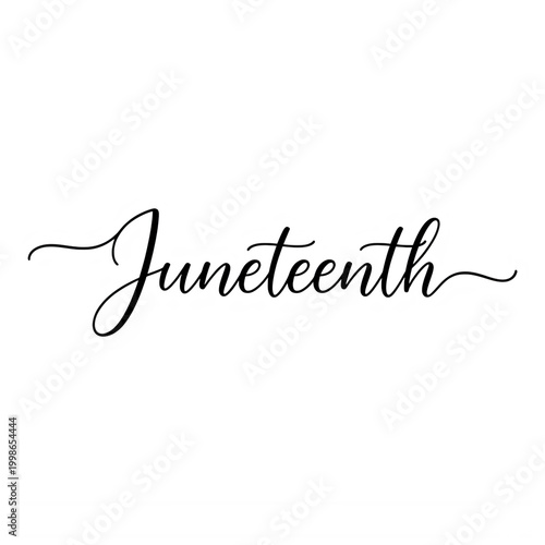 Elegant Juneteenth cursive text isolated on transparent background