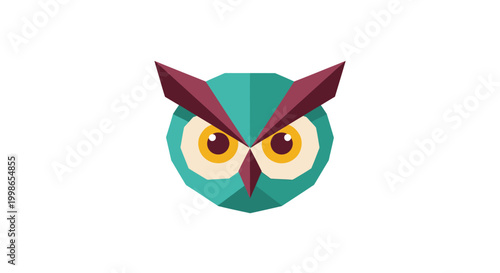 Owl Face Cartoon Character.