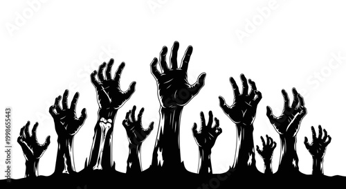 Rising Zombie Hands Silhouette - Horror Halloween Concept