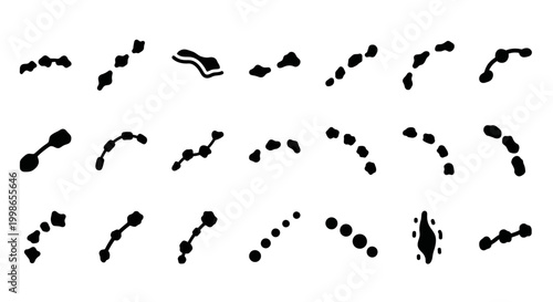 Black Dotted Lines, Vector Dotted Lines, 32 Dotted Line Icons, Black and White Vector Graphics
