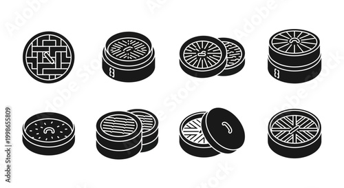 Black and white coin icons, vector currency symbols, money illustrations, financial graphics