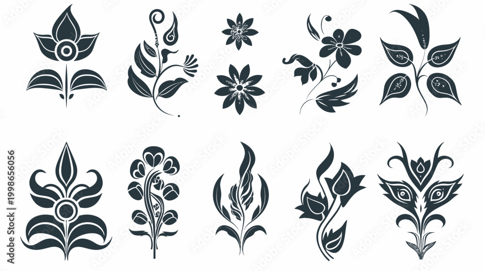 Fototapeta premium Elegant floral vector elements for design and decorative purposes