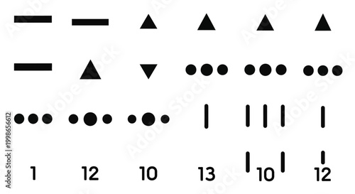 Geometric shapes, icons, symbols, black and white vector graphics