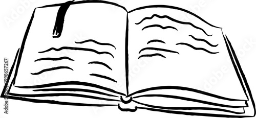 Book Open With Bookmark Hand Drawn