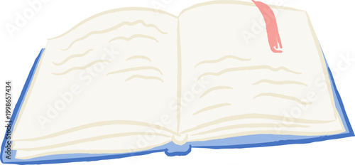 Book Open With Bookmark Hand Drawn