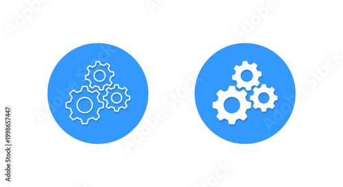Gear settings icon with shadow. Cogwheel mechanism symbol. System configuration and mechanical operation sign