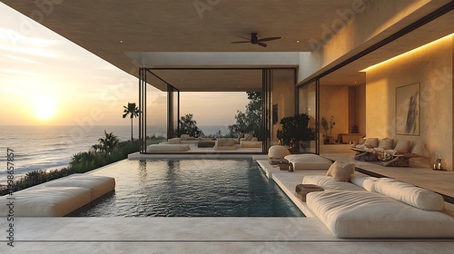 Modern oceanfront home with infinity pool