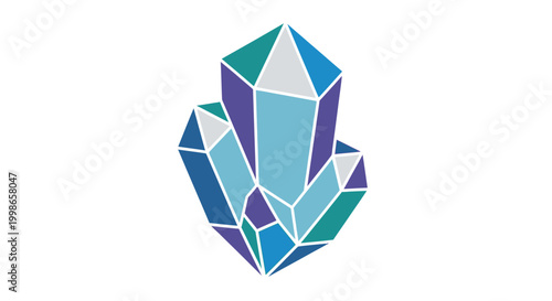 Colorful Crystal Gemstone Illustration.