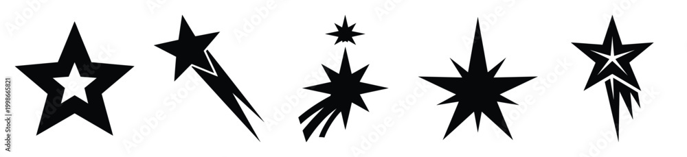 Obraz premium High quality bethlehem star silhouette vector icon set. christmas isolated icons on white background Vector illustration.