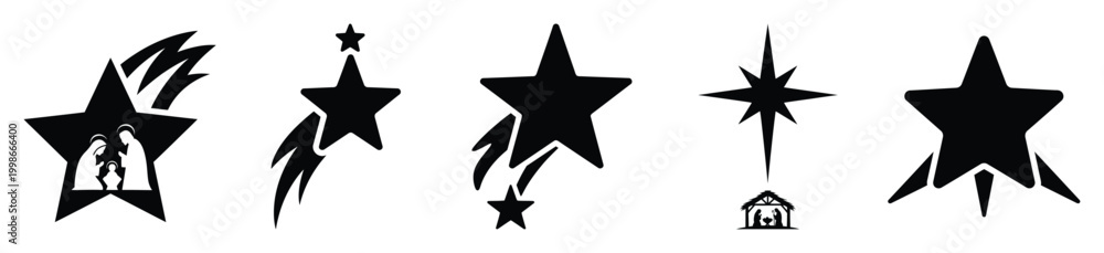 Fototapeta premium High quality nativity star silhouette vector icon set. christmas isolated icons on white background Vector illustration.