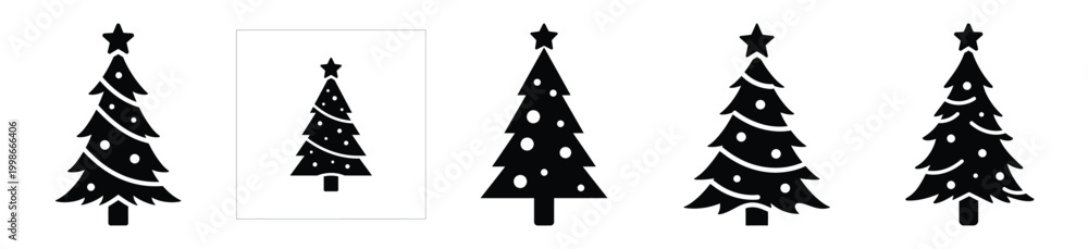 Fototapeta premium High quality night sky silhouette vector icon set. christmas isolated icons on white background Vector illustration.