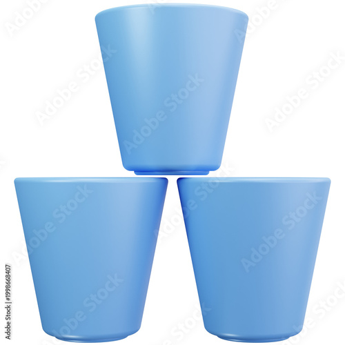 Obraz na plátne Plastic Stackable Cup Set 3D Illustrations