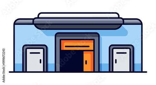 Flat Design of a Warehouse with Two Doors and a Large Entrance