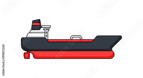 Sleek commercial cargo ship vector illustration with red hull
