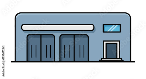 Modern Flat Design Illustration of an Industrial Warehouse Building Vector Icon